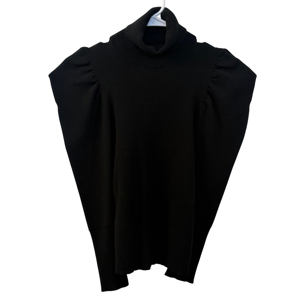 A.L.C.‎ Black Ribbed Turtleneck Puff Sleeve Sweater Top XS